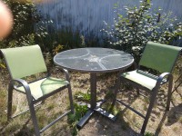 42" Round Balcony Table Set With Built-in Umbrella Base
